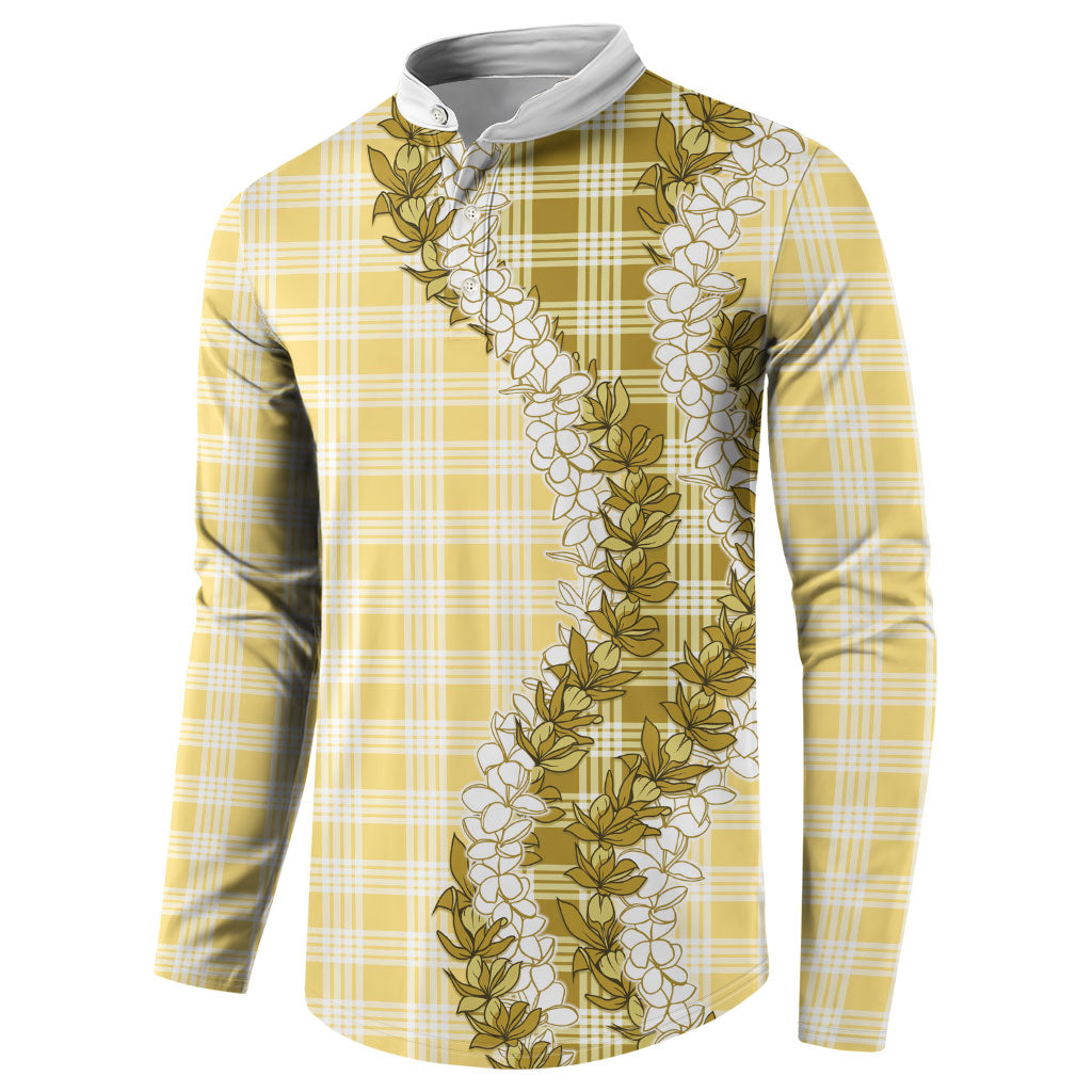 Yellow Hawaii Palaka Button Sweatshirt Hawaiian Honohono Lei LT05 - Polynesian Pride