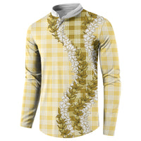 Yellow Hawaii Palaka Button Sweatshirt Hawaiian Honohono Lei LT05 - Polynesian Pride