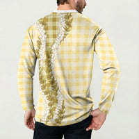 Yellow Hawaii Palaka Button Sweatshirt Hawaiian Honohono Lei LT05 - Polynesian Pride