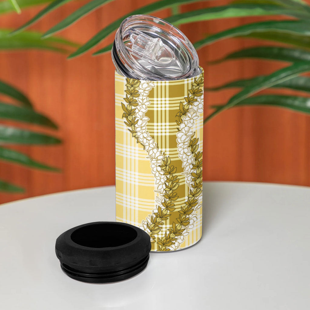 Yellow Hawaii Palaka 4 in 1 Can Cooler Tumbler Hawaiian Honohono Lei LT05 - Polynesian Pride