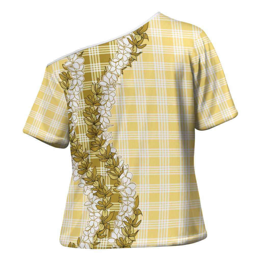 Yellow Hawaii Palaka Cross Shoulder Shirt Hawaiian Honohono Lei LT05 - Polynesian Pride