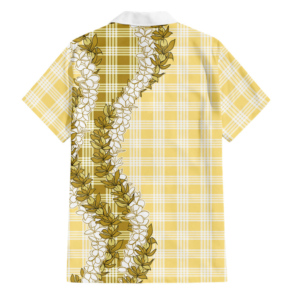 Yellow Hawaii Palaka Family Matching Short Sleeve Bodycon Dress and Hawaiian Shirt Hawaiian Honohono Lei