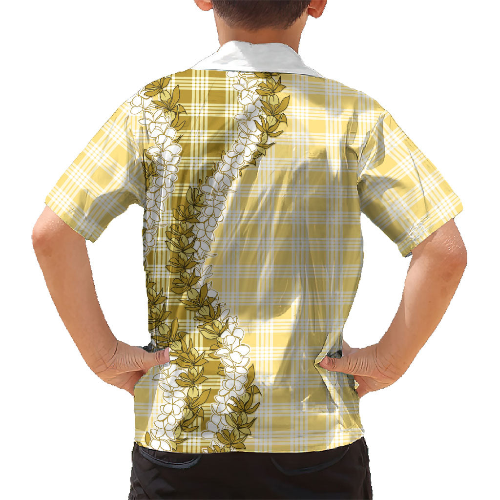 Yellow Hawaii Palaka Family Matching Summer Maxi Dress and Hawaiian Shirt Hawaiian Honohono Lei