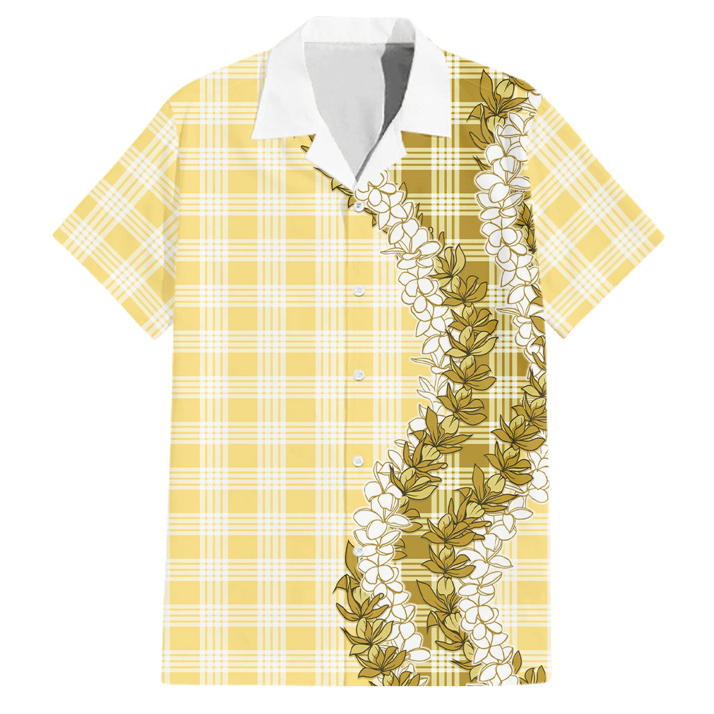 Yellow Hawaii Palaka Family Matching Tank Maxi Dress and Hawaiian Shirt Hawaiian Honohono Lei