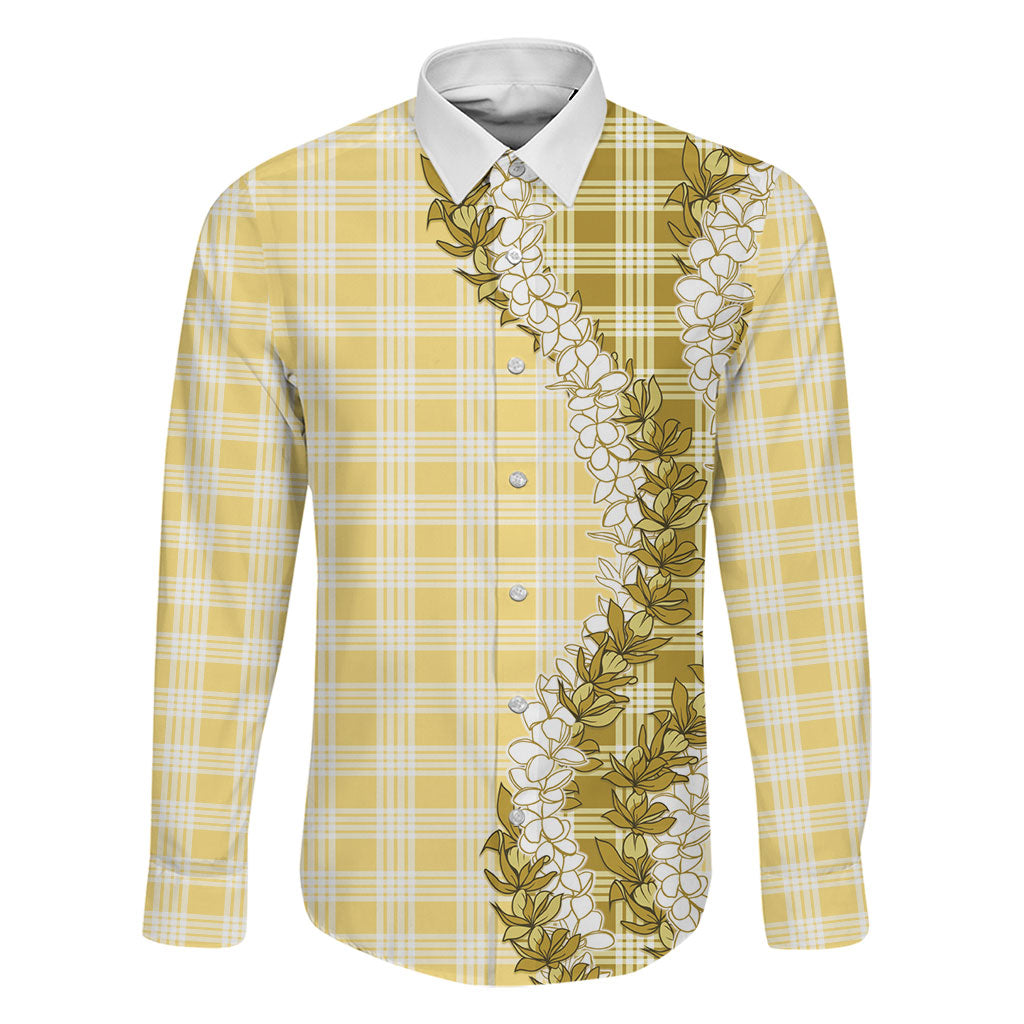Yellow Hawaii Palaka Family Matching Tank Maxi Dress and Hawaiian Shirt Hawaiian Honohono Lei