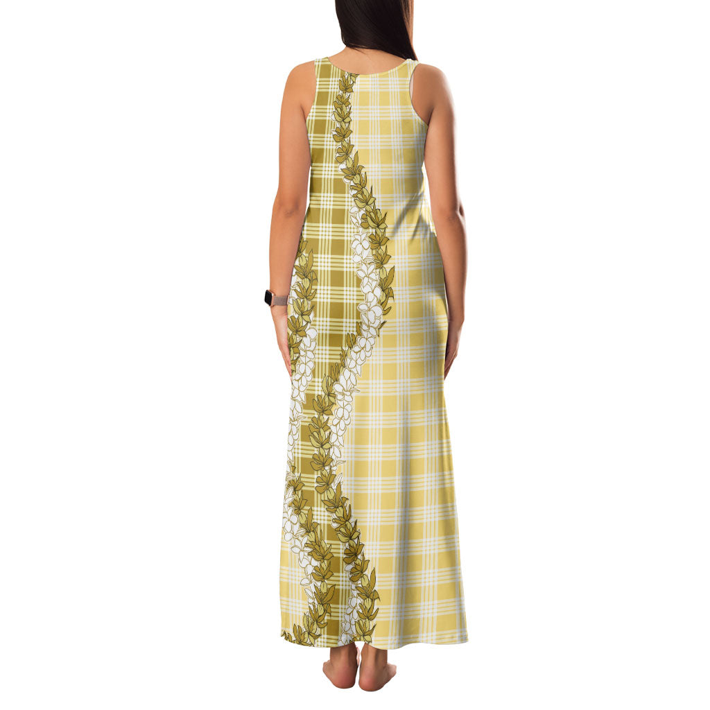 Yellow Hawaii Palaka Family Matching Tank Maxi Dress and Hawaiian Shirt Hawaiian Honohono Lei
