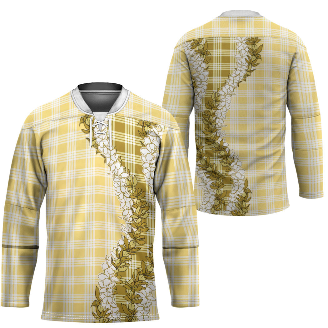 Yellow Hawaii Palaka Hockey Jersey Hawaiian Honohono Lei LT05 - Polynesian Pride