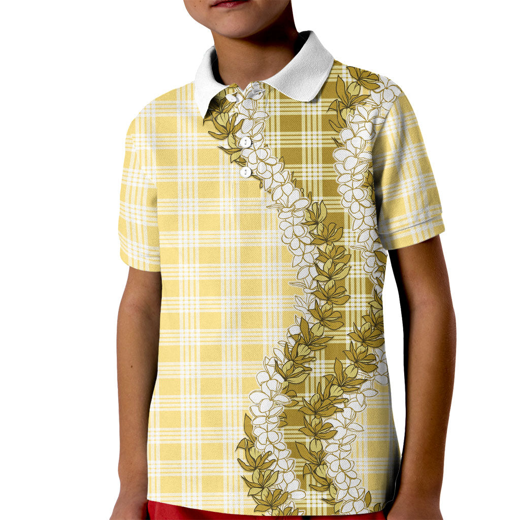 Yellow Hawaii Palaka Kid Polo Shirt Hawaiian Honohono Lei LT05 Kid Yellow - Polynesian Pride