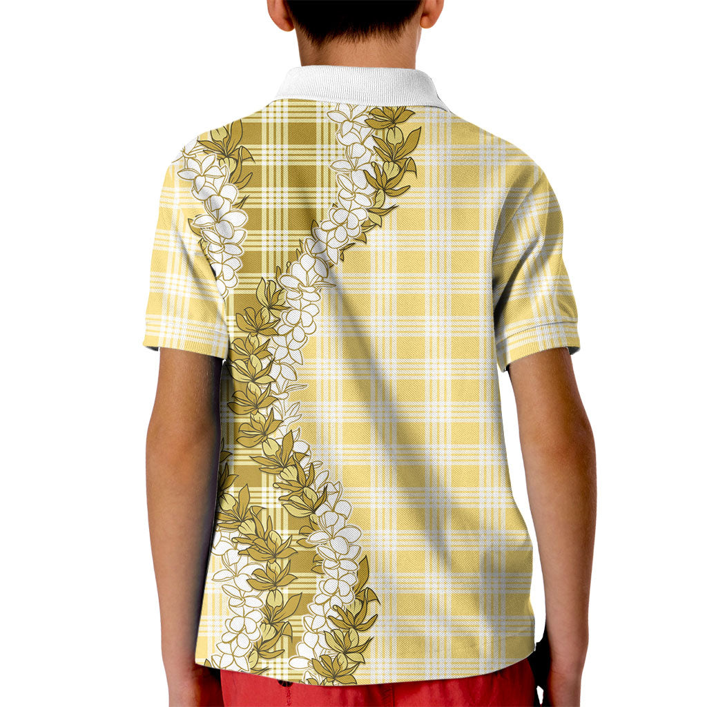 Yellow Hawaii Palaka Kid Polo Shirt Hawaiian Honohono Lei LT05 - Polynesian Pride