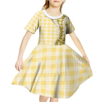 Yellow Hawaii Palaka Kid Short Sleeve Dress Hawaiian Honohono Lei LT05 - Polynesian Pride