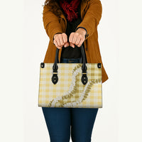 Yellow Hawaii Palaka Leather Bag Hawaiian Honohono Lei LT05 - Polynesian Pride