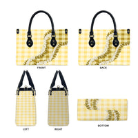 Yellow Hawaii Palaka Leather Bag Hawaiian Honohono Lei LT05 - Polynesian Pride