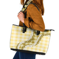 Yellow Hawaii Palaka Leather Tote Bag Hawaiian Honohono Lei LT05 Yellow - Polynesian Pride