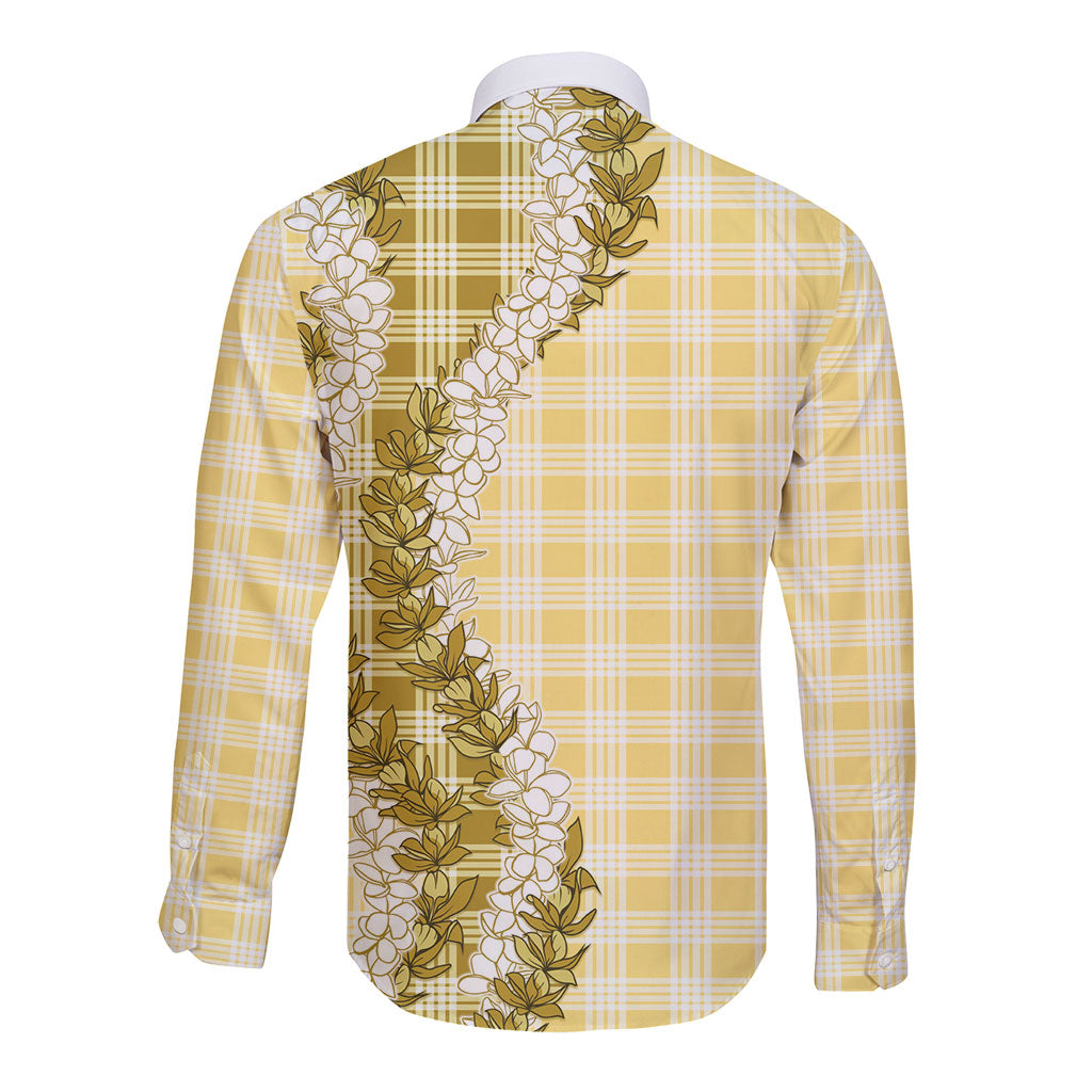 Yellow Hawaii Palaka Long Sleeve Button Shirt Hawaiian Honohono Lei LT05 - Polynesian Pride