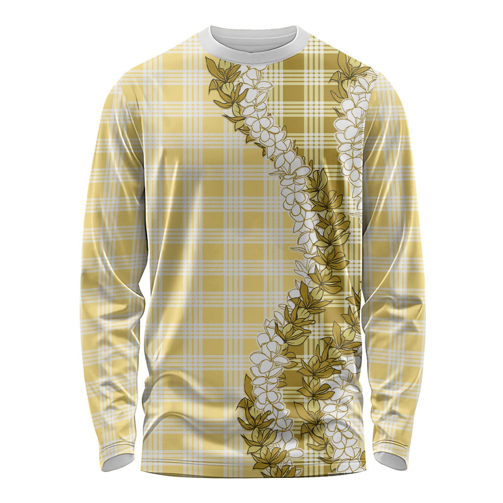 Yellow Hawaii Palaka Long Sleeve Shirt Hawaiian Honohono Lei