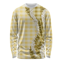 Yellow Hawaii Palaka Long Sleeve Shirt Hawaiian Honohono Lei