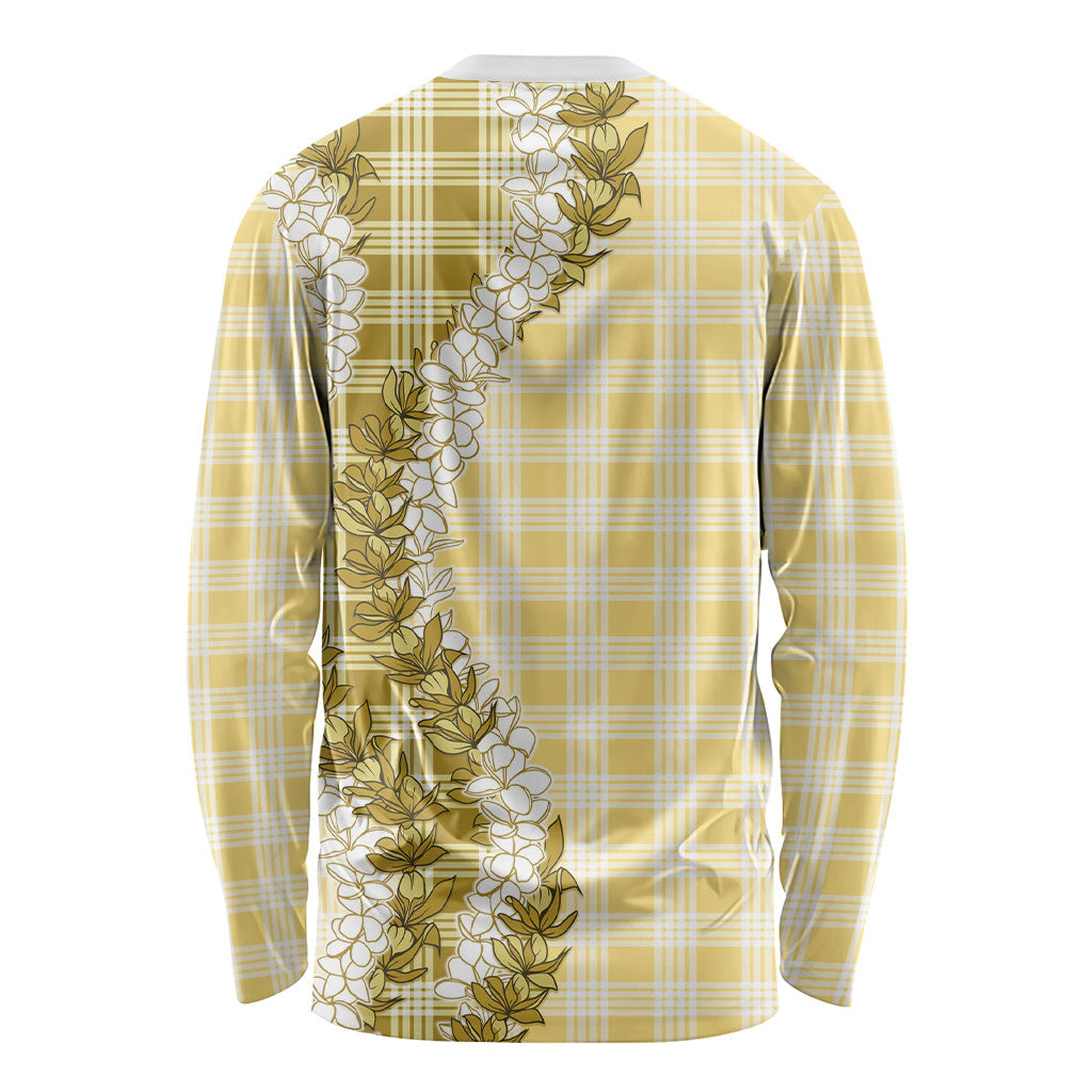 Yellow Hawaii Palaka Long Sleeve Shirt Hawaiian Honohono Lei