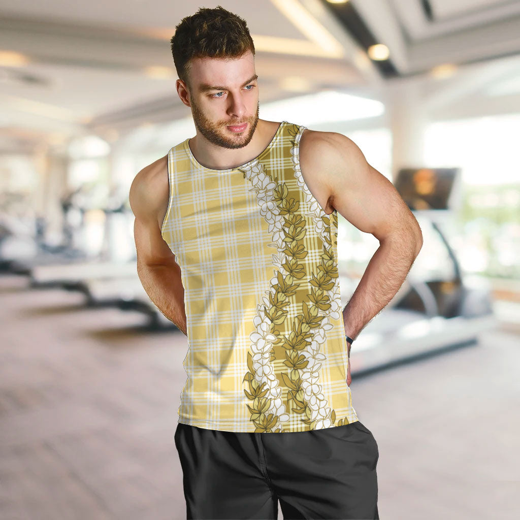 Yellow Hawaii Palaka Men Tank Top Hawaiian Honohono Lei LT05 Yellow - Polynesian Pride