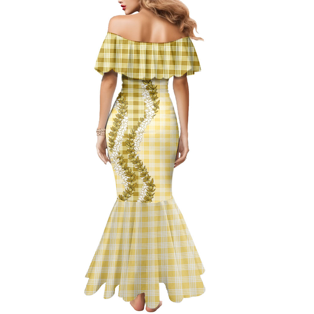 Yellow Hawaii Palaka Mermaid Dress Hawaiian Honohono Lei LT05 - Polynesian Pride