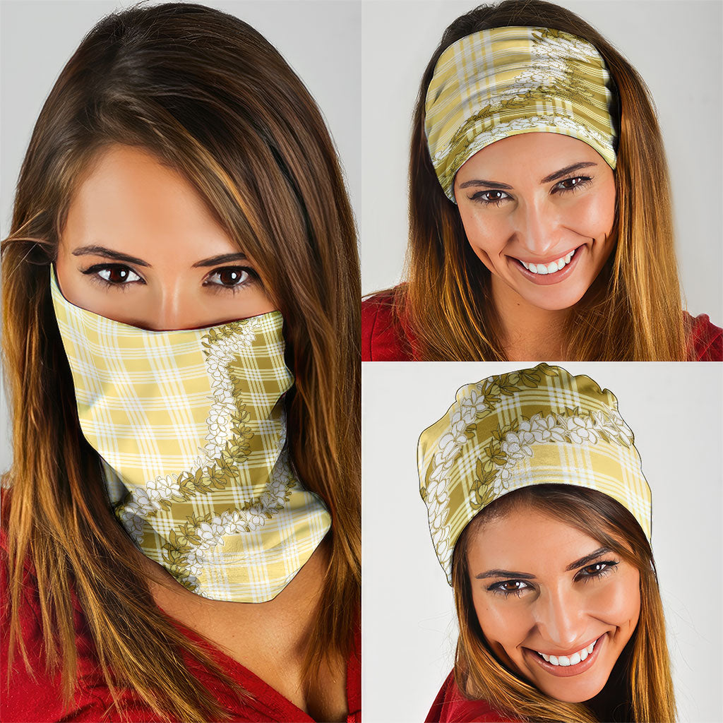 Yellow Hawaii Palaka Neck Gaiter Hawaiian Honohono Lei