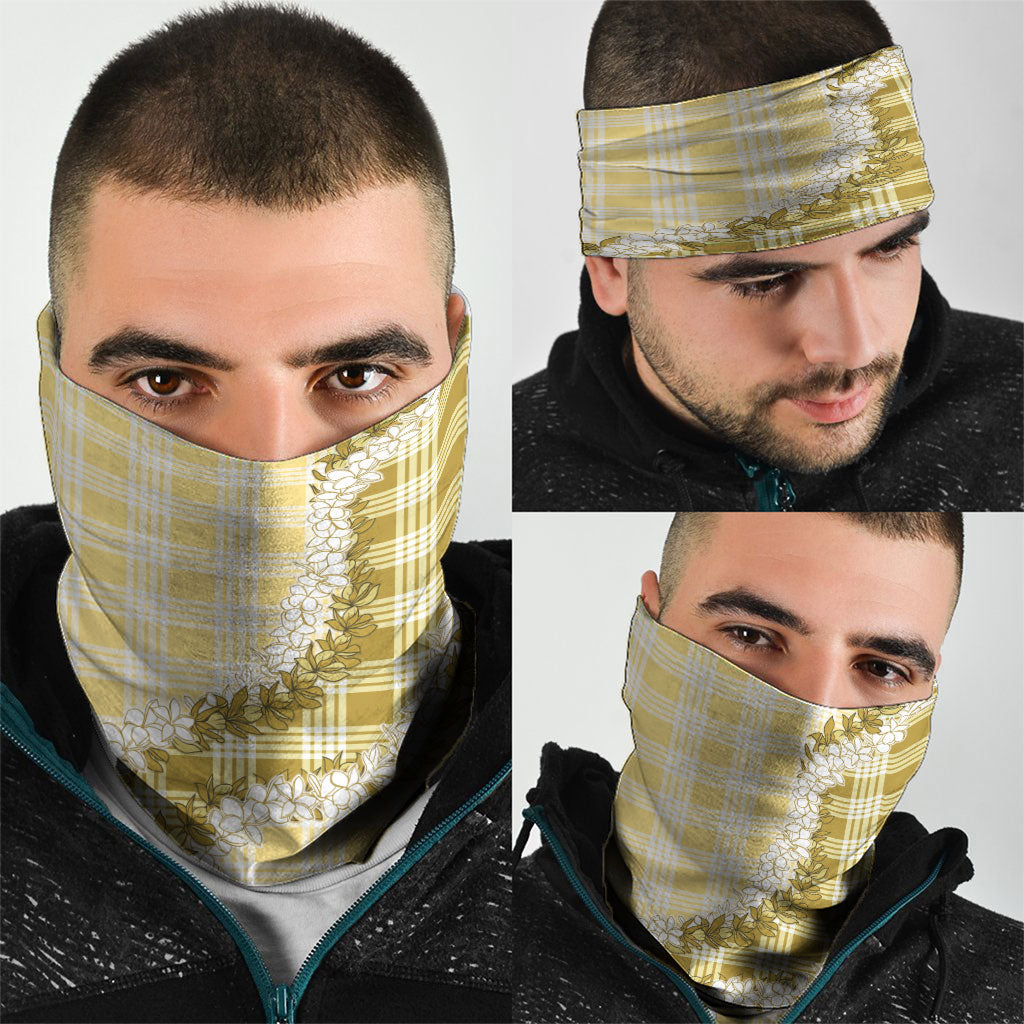 Yellow Hawaii Palaka Neck Gaiter Hawaiian Honohono Lei