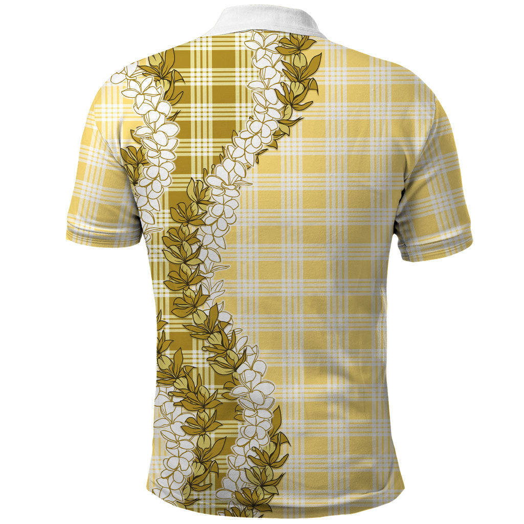 Yellow Hawaii Palaka Polo Shirt Hawaiian Honohono Lei LT05 - Polynesian Pride