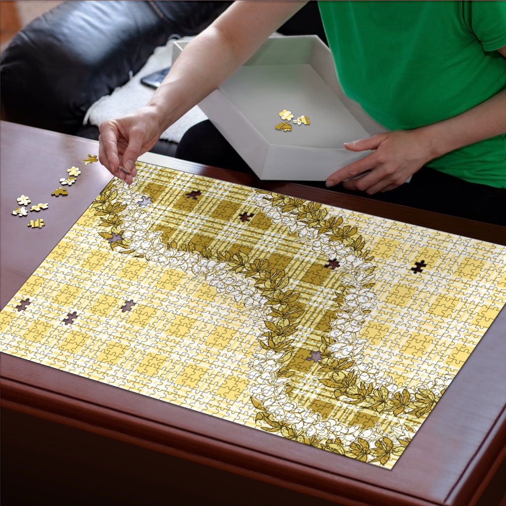 Yellow Hawaii Palaka Puzzle Hawaiian Honohono Lei LT05 - Polynesian Pride
