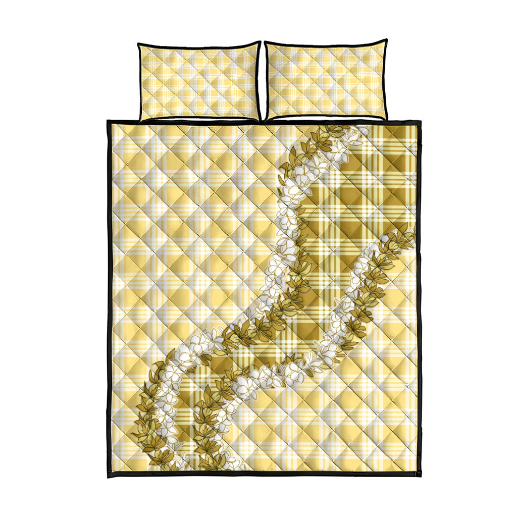 Yellow Hawaii Palaka Quilt Bed Set Hawaiian Honohono Lei LT05 - Polynesian Pride