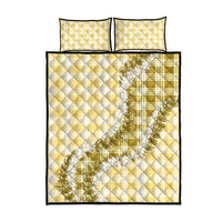 Yellow Hawaii Palaka Quilt Bed Set Hawaiian Honohono Lei LT05 - Polynesian Pride