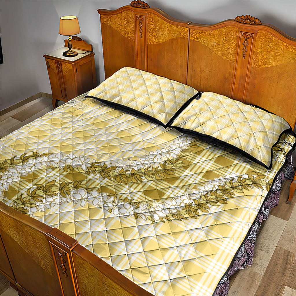Yellow Hawaii Palaka Quilt Bed Set Hawaiian Honohono Lei LT05 - Polynesian Pride