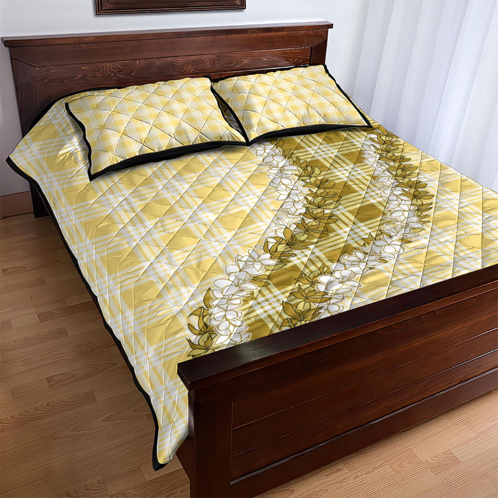Yellow Hawaii Palaka Quilt Bed Set Hawaiian Honohono Lei LT05 - Polynesian Pride