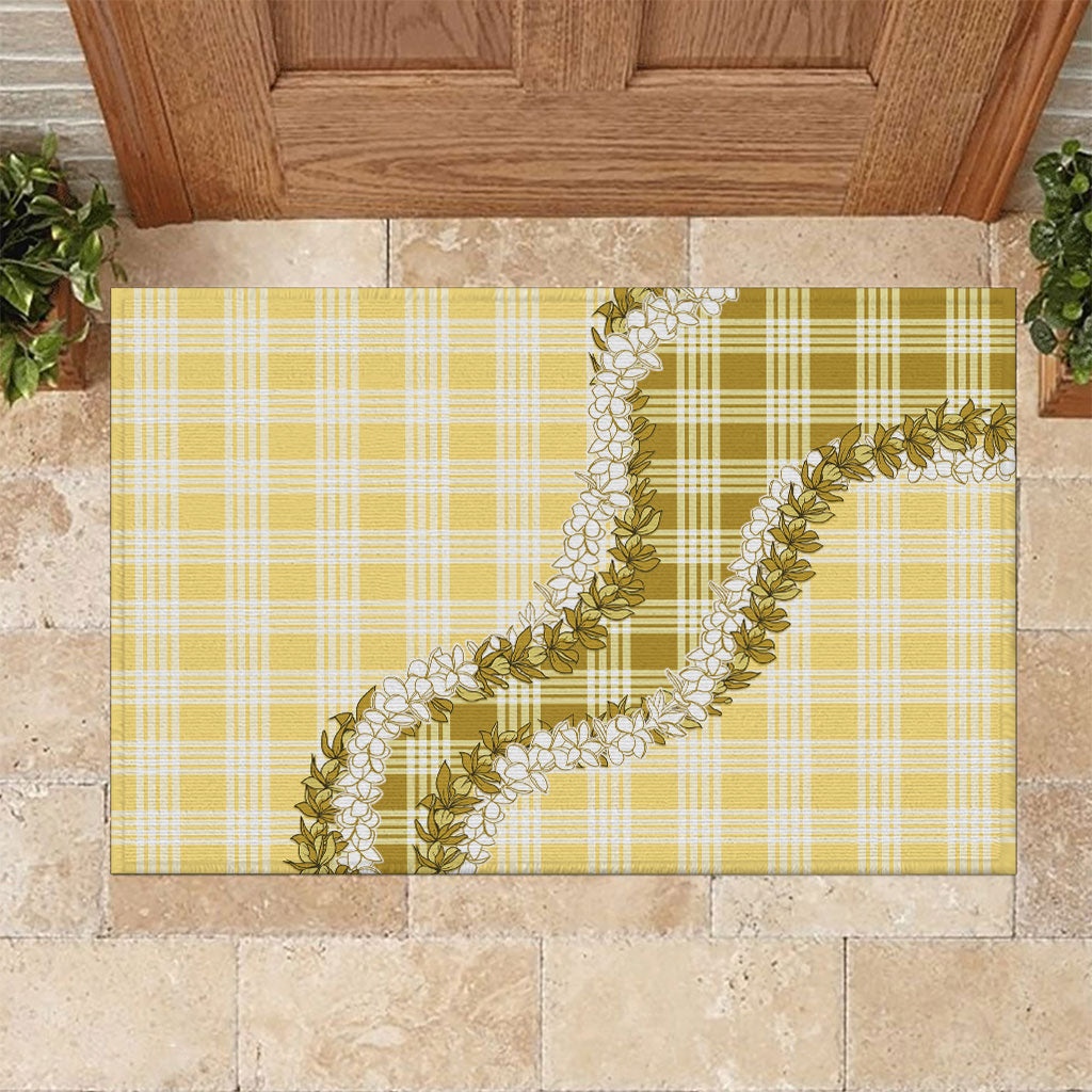 Yellow Hawaii Palaka Rubber Doormat Hawaiian Honohono Lei