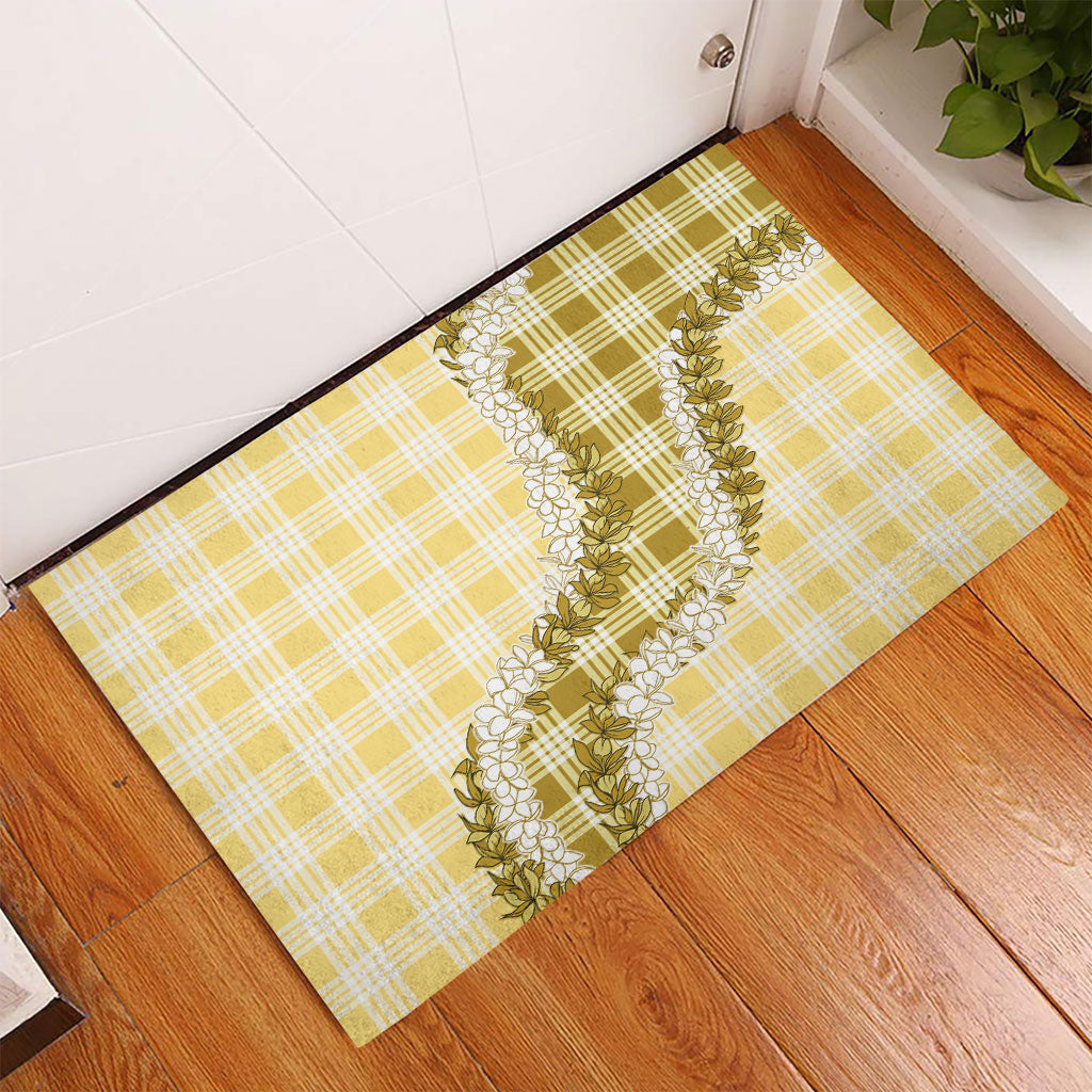 Yellow Hawaii Palaka Rubber Doormat Hawaiian Honohono Lei