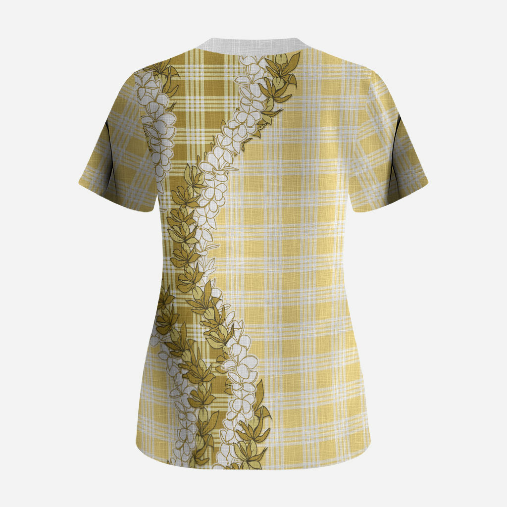 Yellow Hawaii Palaka Scrub Top Hawaiian Honohono Lei LT05 - Polynesian Pride