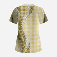 Yellow Hawaii Palaka Scrub Top Hawaiian Honohono Lei LT05 - Polynesian Pride