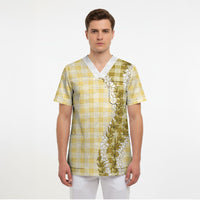 Yellow Hawaii Palaka Scrub Top Hawaiian Honohono Lei LT05 - Polynesian Pride
