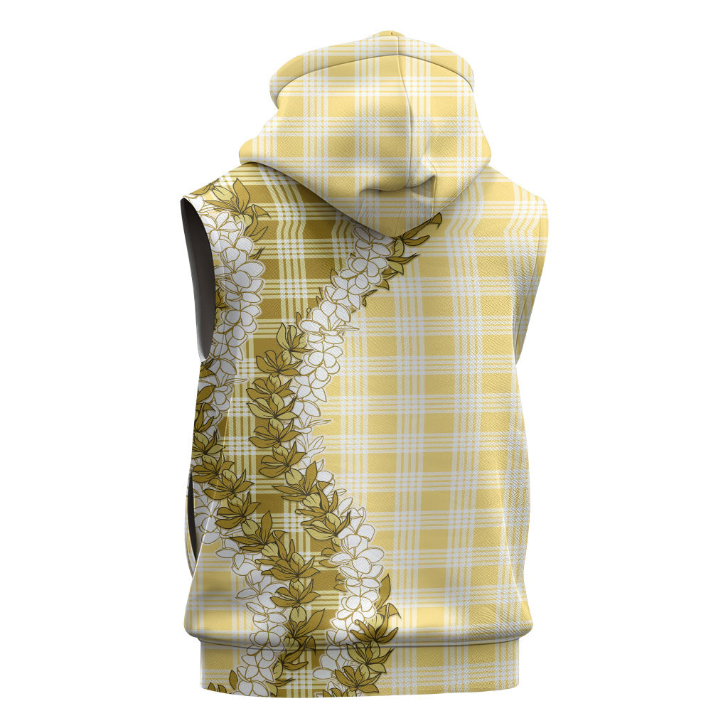 Yellow Hawaii Palaka Sleeveless Zip Hoodie Hawaiian Honohono Lei LT05 - Polynesian Pride