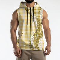 Yellow Hawaii Palaka Sleeveless Zip Hoodie Hawaiian Honohono Lei LT05 - Polynesian Pride