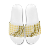 Yellow Hawaii Palaka Slide Sandals Hawaiian Honohono Lei LT05 Yellow - Polynesian Pride