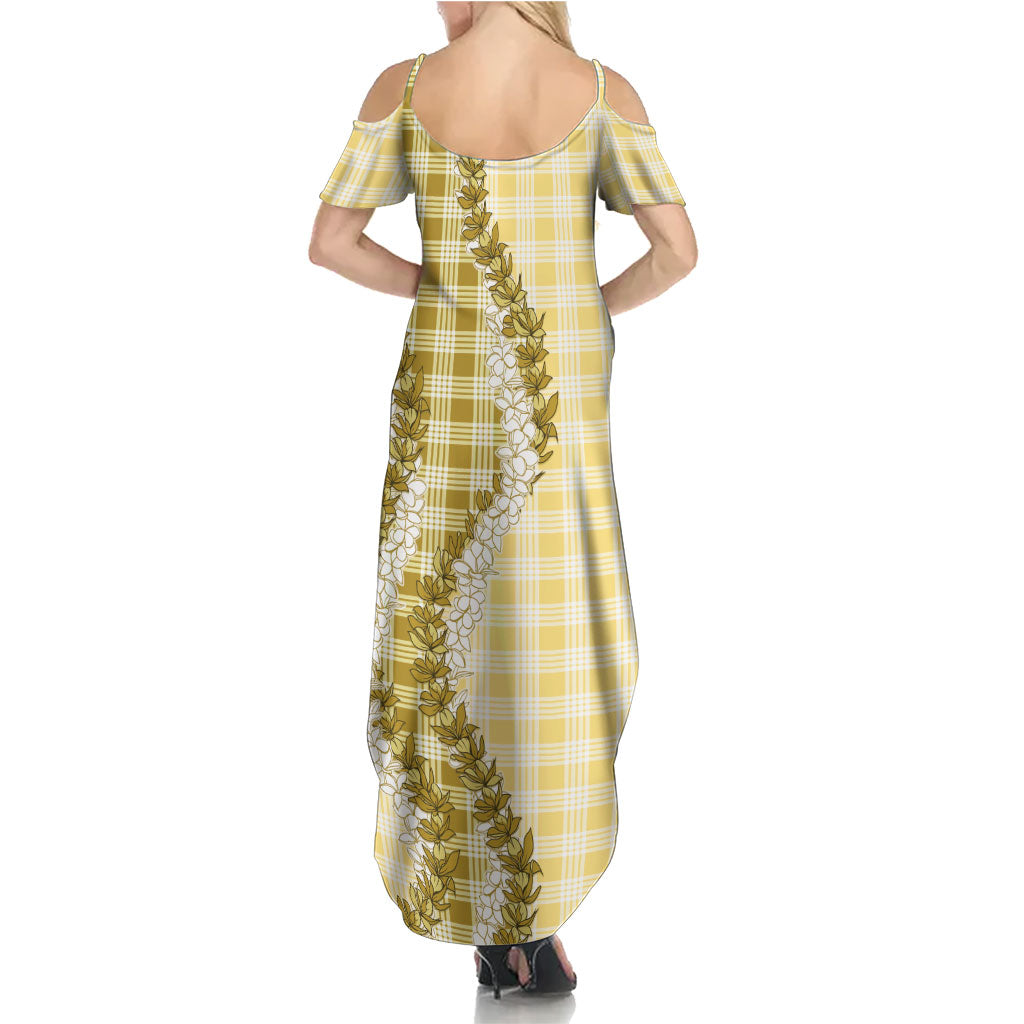 Yellow Hawaii Palaka Summer Maxi Dress Hawaiian Honohono Lei LT05 - Polynesian Pride