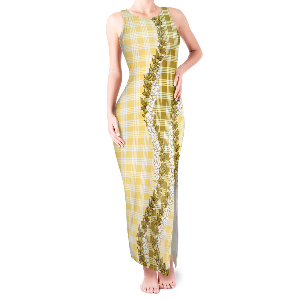 Yellow Hawaii Palaka Tank Maxi Dress Hawaiian Honohono Lei LT05 Women Yellow - Polynesian Pride