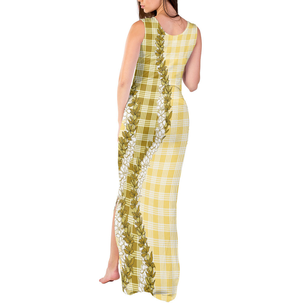 Yellow Hawaii Palaka Tank Maxi Dress Hawaiian Honohono Lei LT05 - Polynesian Pride
