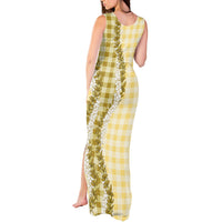 Yellow Hawaii Palaka Tank Maxi Dress Hawaiian Honohono Lei LT05 - Polynesian Pride
