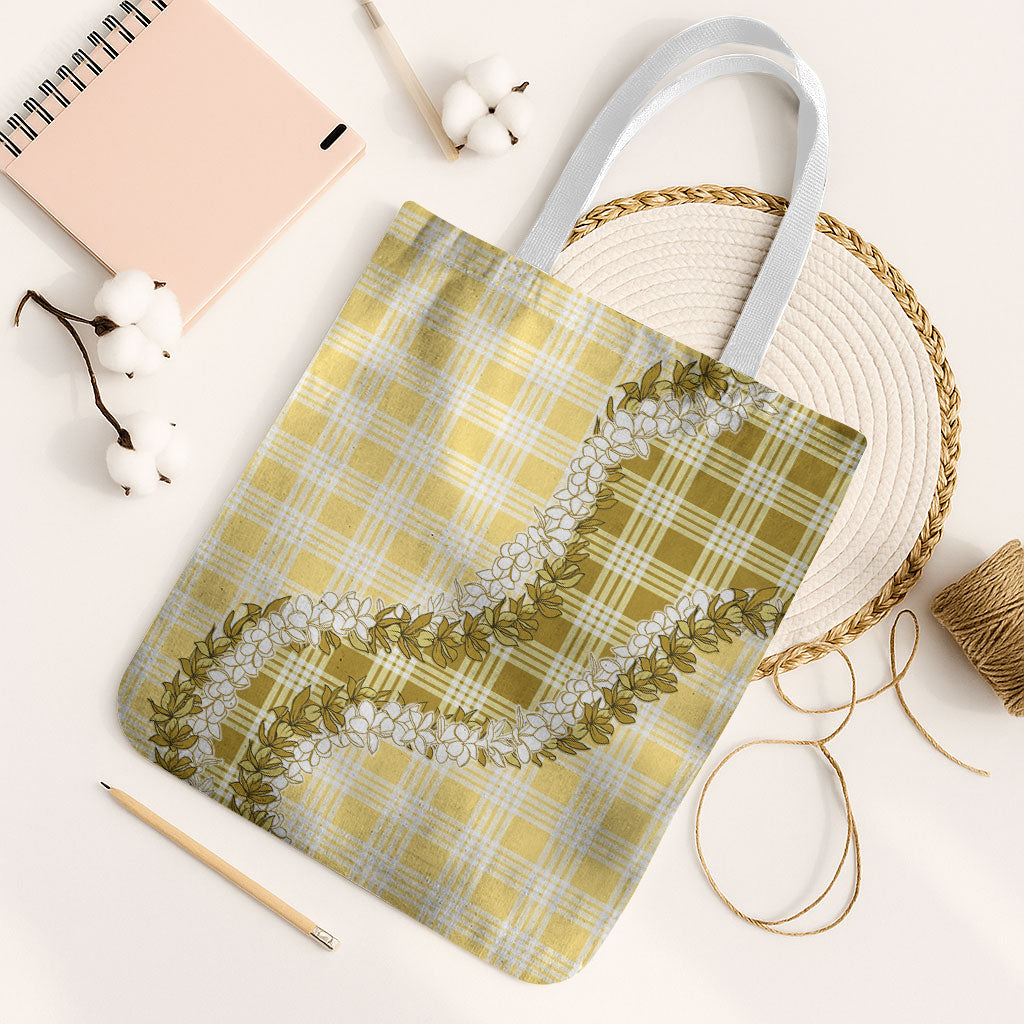 Yellow Hawaii Palaka Tote Bag Hawaiian Honohono Lei LT05 White Strap One Size Yellow - Polynesian Pride