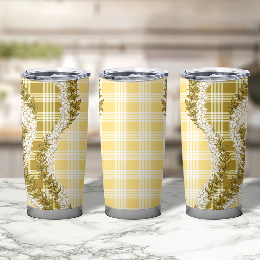 Yellow Hawaii Palaka Tumbler Cup Hawaiian Honohono Lei LT05 - Polynesian Pride