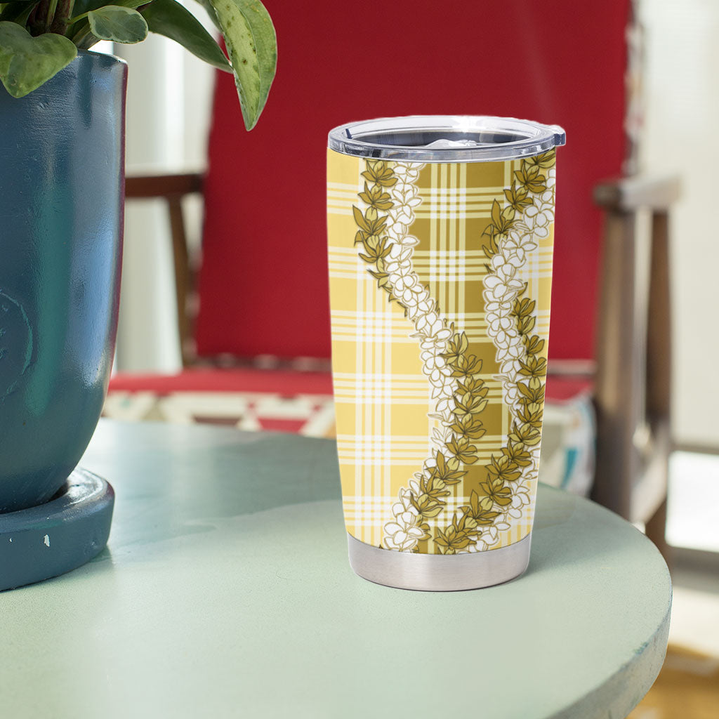 Yellow Hawaii Palaka Tumbler Cup Hawaiian Honohono Lei LT05 - Polynesian Pride