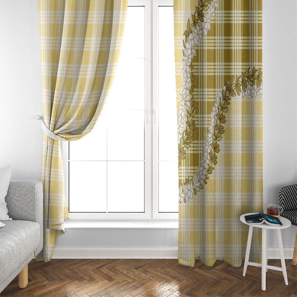Yellow Hawaii Palaka Window Curtain Hawaiian Honohono Lei
