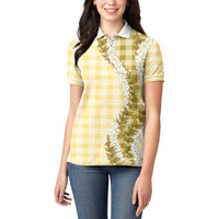 Yellow Hawaii Palaka Women Polo Shirt Hawaiian Honohono Lei LT05 - Polynesian Pride