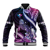 Hawaiian Monk Seal Baseball Jacket Kakau Tribal Pattern Violet Gradient LT05 Unisex Violet - Polynesian Pride