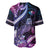 Hawaiian Monk Seal Baseball Jersey Kakau Tribal Pattern Violet Gradient